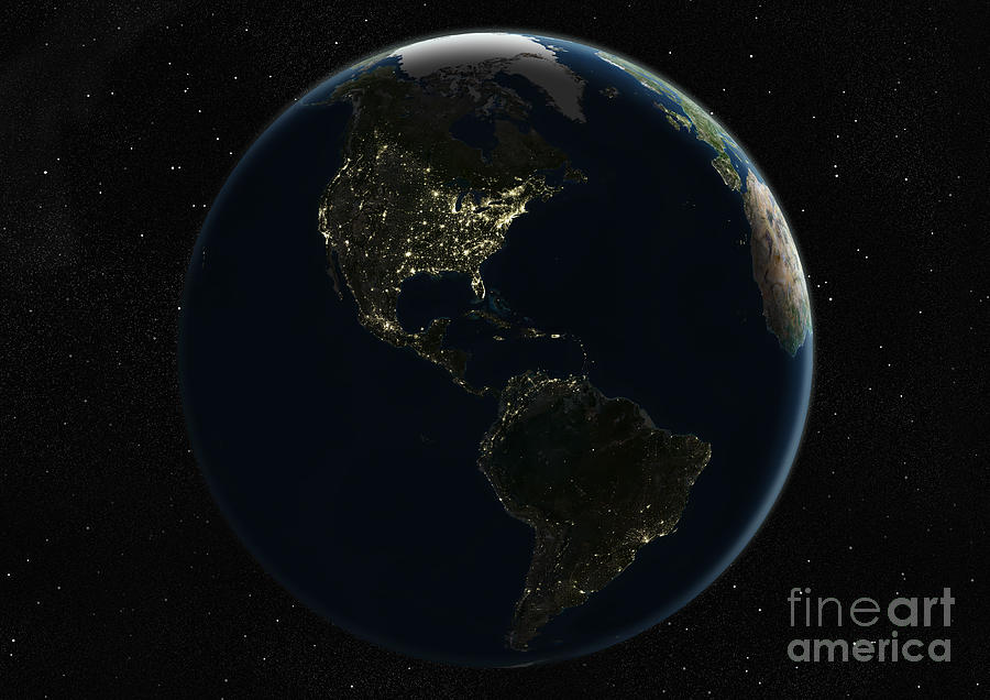 Globe Centred On The Americas Photograph by Planet Observer