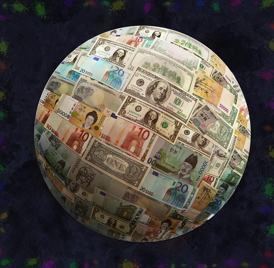 Globe Currency Digital artwork Painting by Georgeta Blanaru