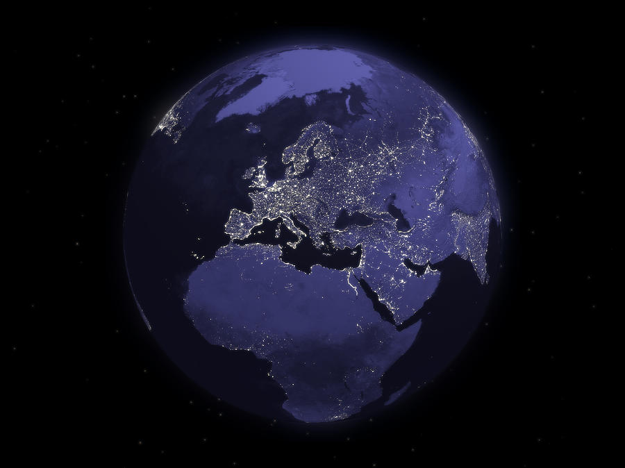 Globe Series: Night - Europe Photograph by Imaginima