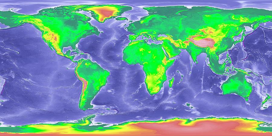 Globe World Map Showing Ice Age Sea Levels Noaascience Photo Library 