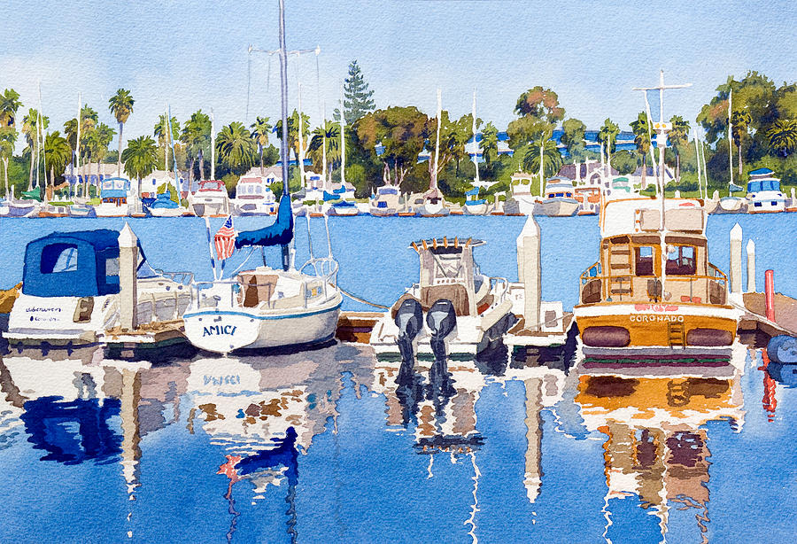 San Diego Painting - Glorietta Bay Marina by Mary Helmreich