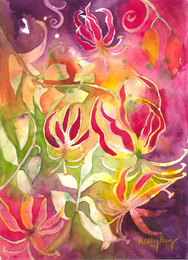 Gloriosa Lilies Painting by Kelly Perez