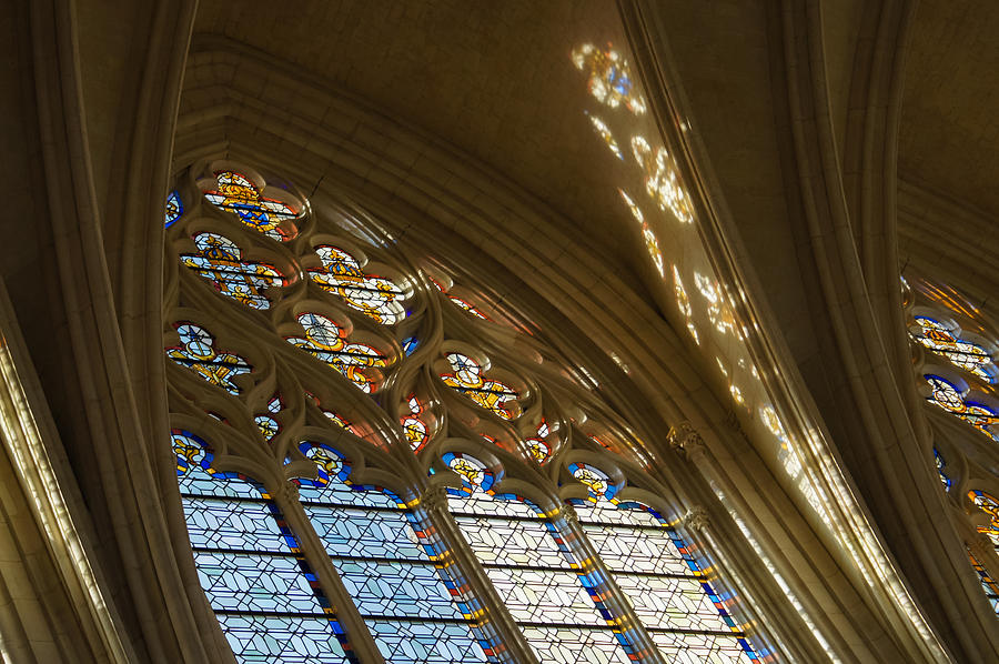 Glorious Colorful Sunlight - a Stained Glass Church Window in a Royal Chapel Paris France Photograph by Georgia Mizuleva