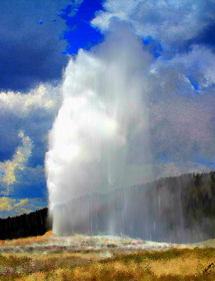 Glorious Geyser Painting by Bruce Nutting