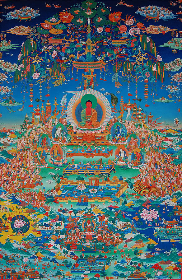 Buddha Painting - Glorious Sukhavati Realm of Buddha Amitabha by Art School