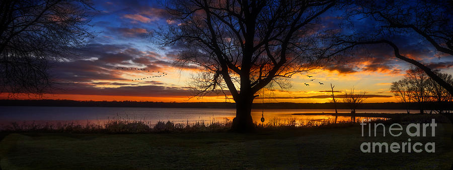Glorious Sunset Chippewa Lake Panorama Photograph