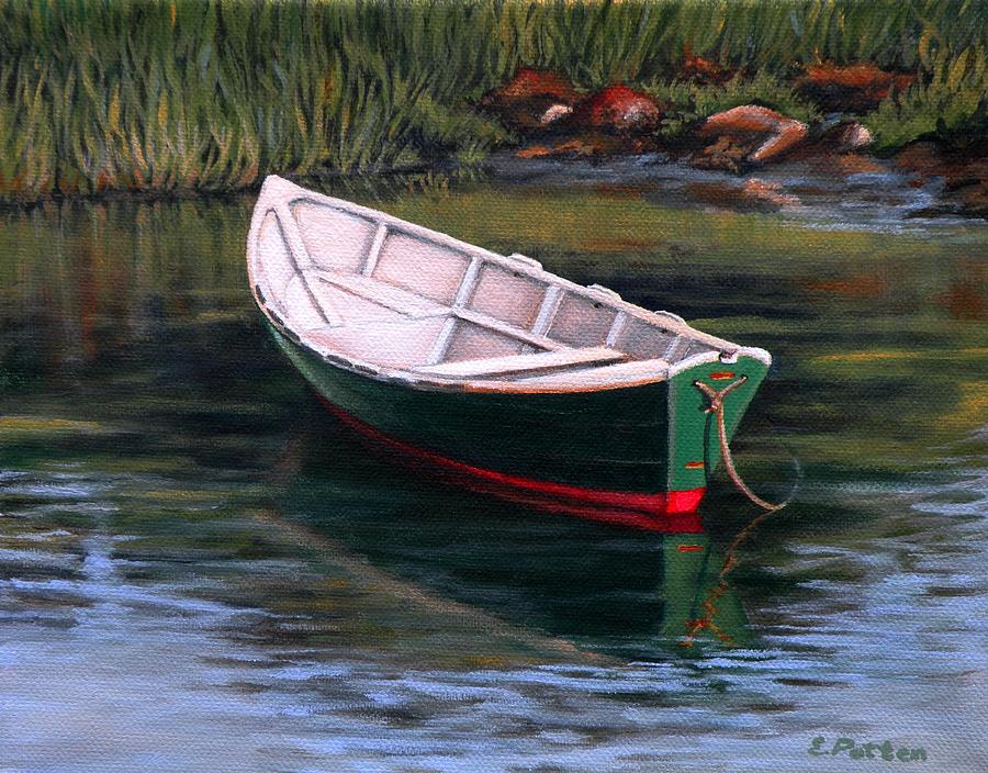 gloucester dory in lanes cove painting by eileen patten oliver