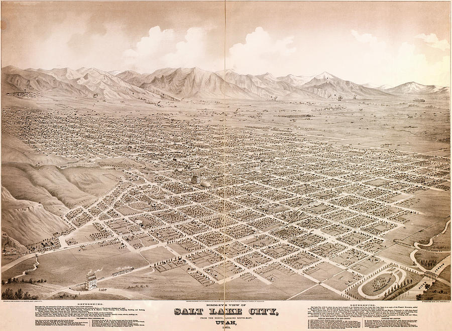 Glovers map of Salt Lake City 1875 Painting by MotionAge Designs