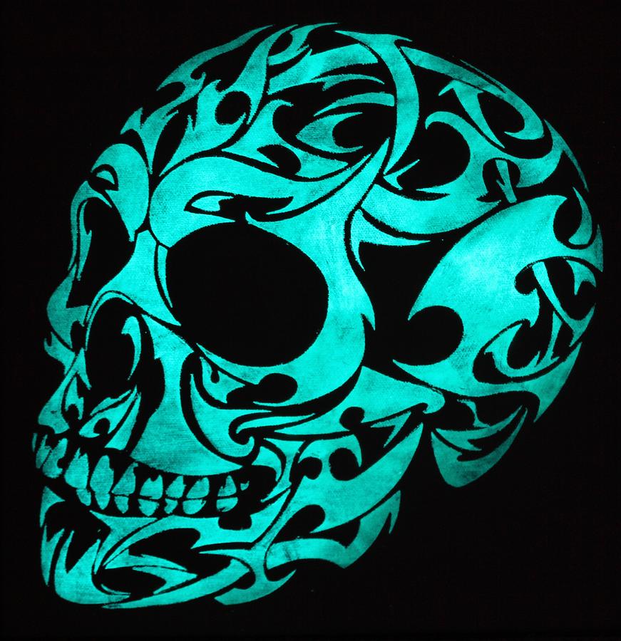 Glow In The Dark 3d Gothic Skull Painting by Twilight Vision