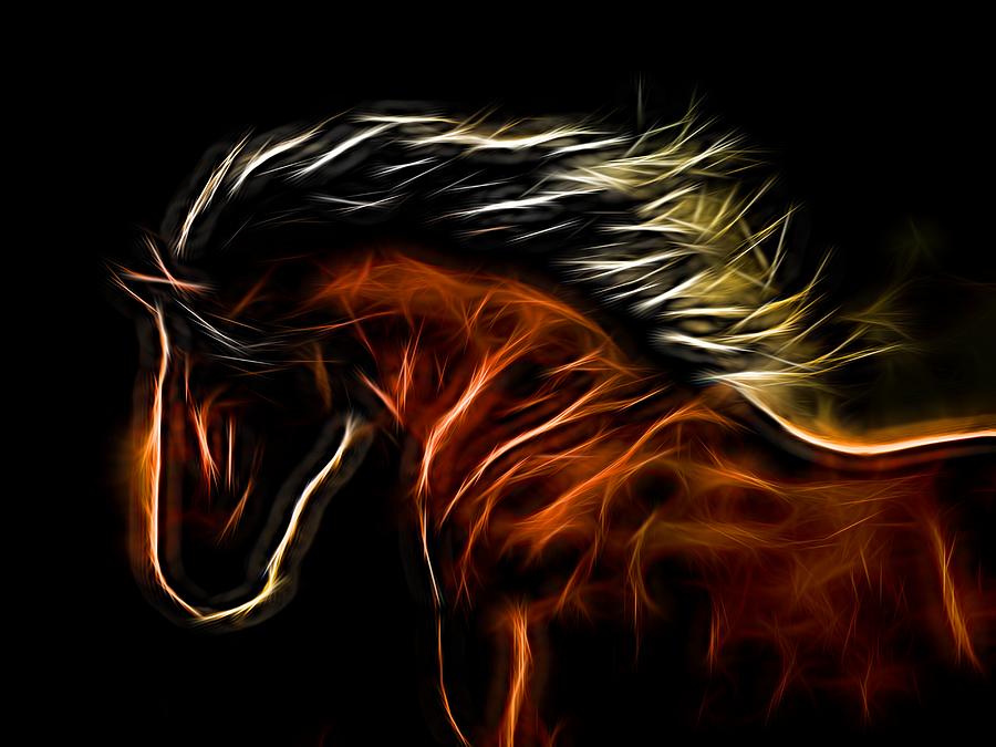 Glowing Horse Digital Art by Daniel Eskridge