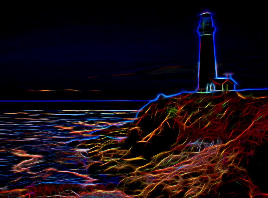 Glowing Lighthouse Photograph by Judy Vincent
