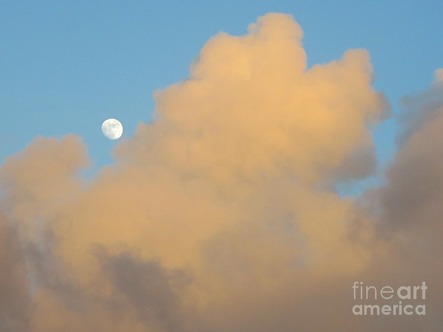 Glowing Moon with Sunset Clouds. Photograph by Robert Birkenes