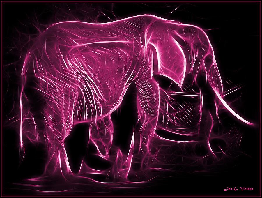 Glowing Pink Elephant Painting by Jon Volden