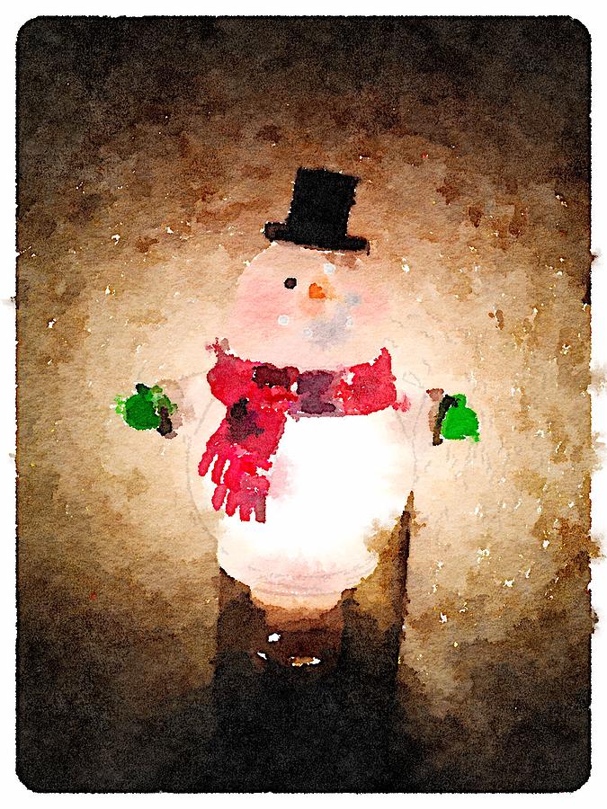 Glowing Snowman Digital Art by Shannon Grissom