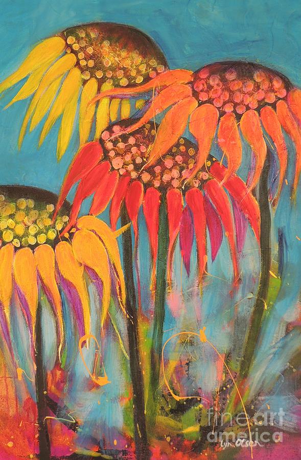 Glowing Sunflowers Painting by Lyn Olsen