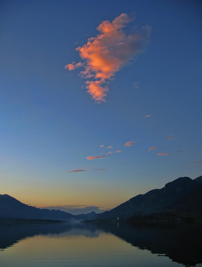 Glowing Sunset Clouds over Lake Wolfgangsee Photograph by Menega Sabidussi