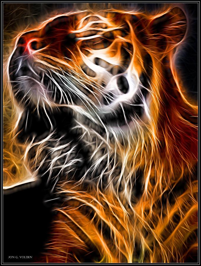 Glowing Tiger Painting by Jon Volden