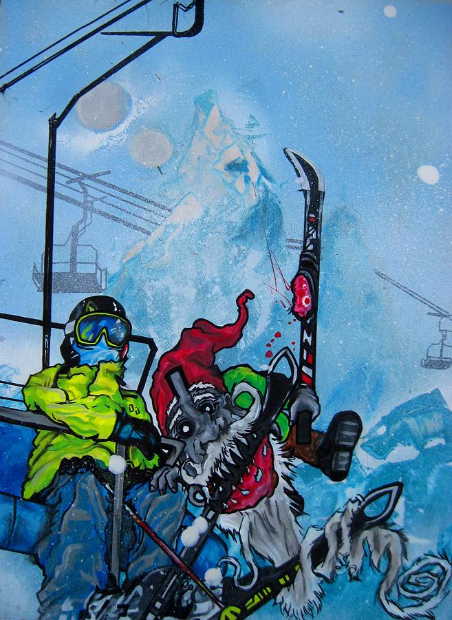 Gnome Chomp Ski Painting by Jacob Wayne Bryner