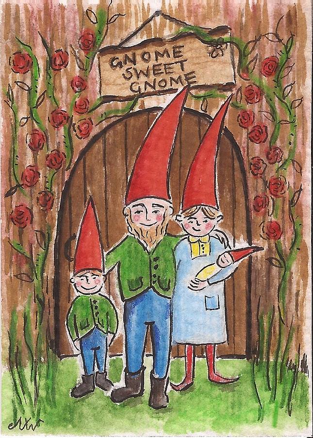 Gnome Sweet Gnome Painting by Nina Shilling