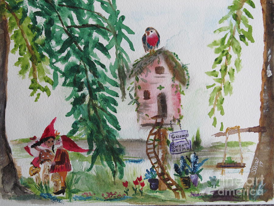 Gnome Sweet Gnome Painting by Susan Voidets