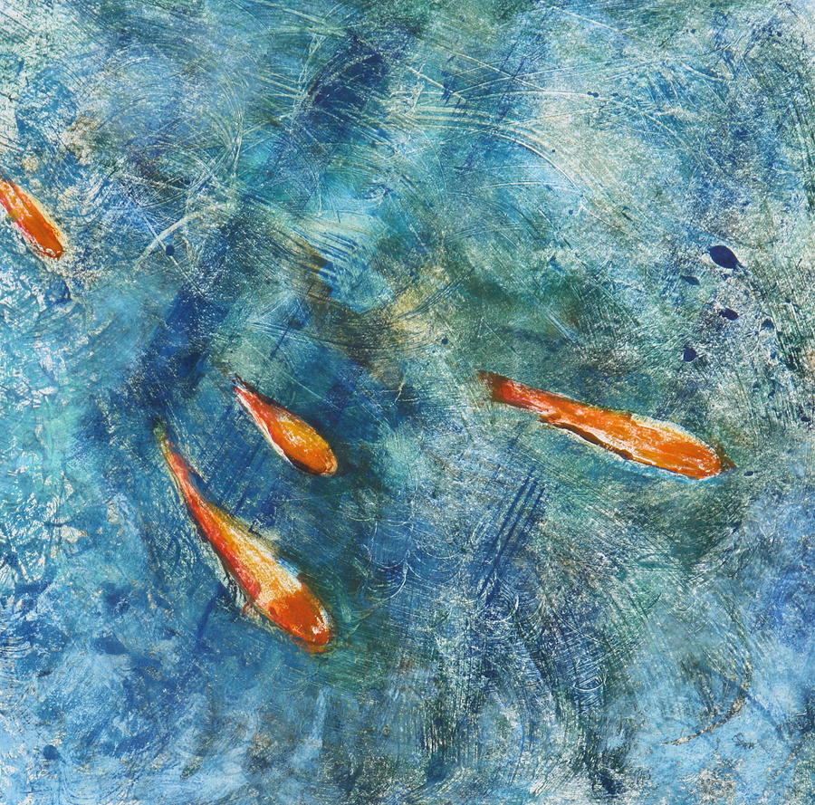 Gold Fish Painting - Go Fish by Valerie Lynch Gold Fish Painting - Go Fish by Valerie Lynch