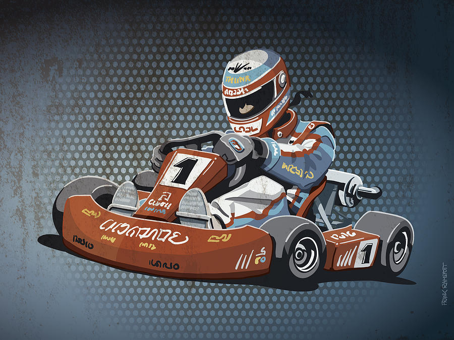 Go-Kart Racing Grunge Color Digital Art by Frank Ramspott