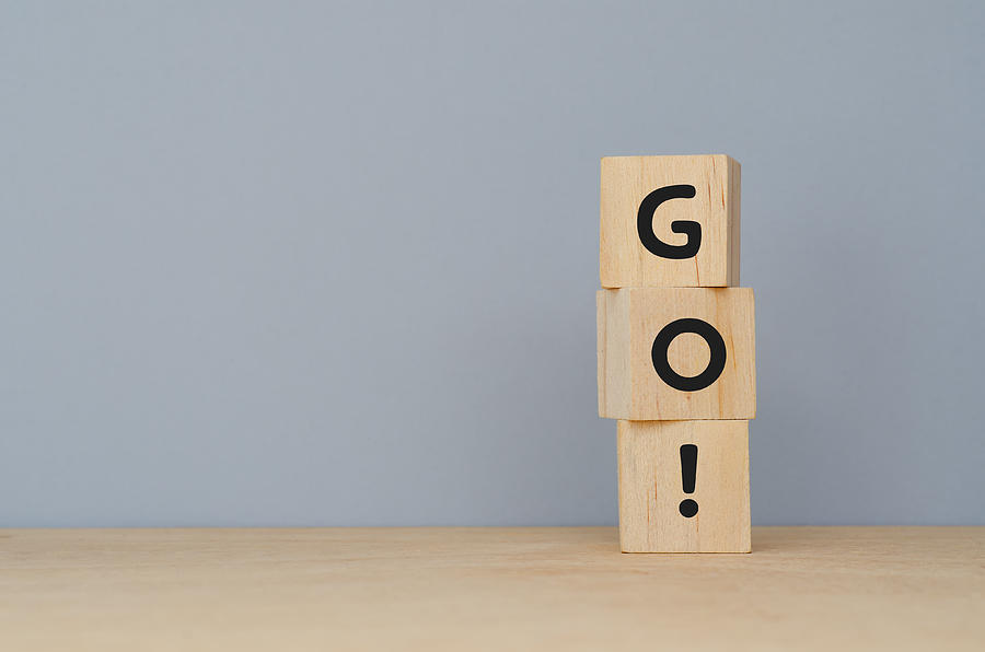 Go! Word on Wooden Blocks Photograph by Nora Carol Photography