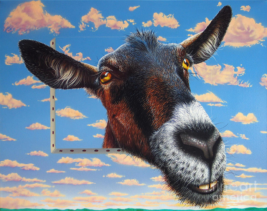 Goat a la Magritte Painting by Jurek Zamoyski