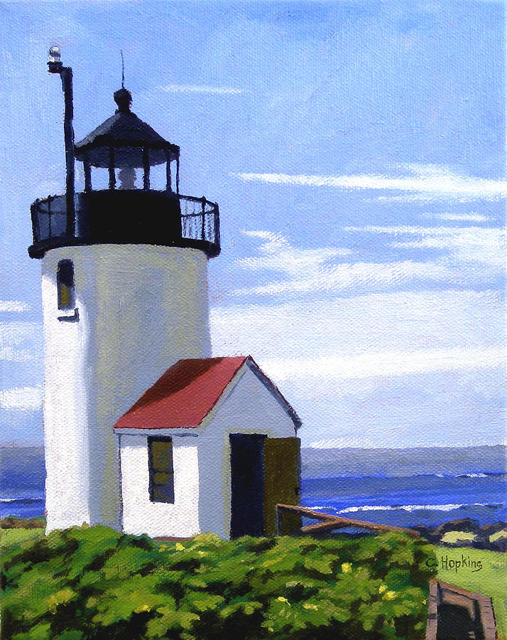 Sunset Painting - Goat Island Lighthouse Maine by Christine Hopkins