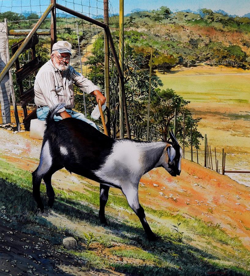 Goat Man Painting by Robert W Cook 