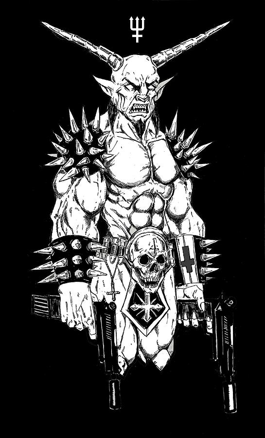 Goatlord Hit List Black Drawing by Alaric Barca