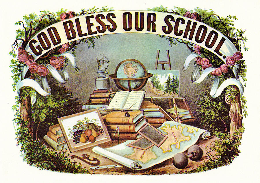 God Bless Our School Digital Art by Currier and Ives