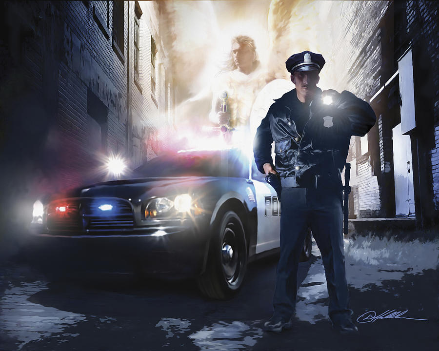 God has my Back. Officer Painting by Danny Hahlbohm