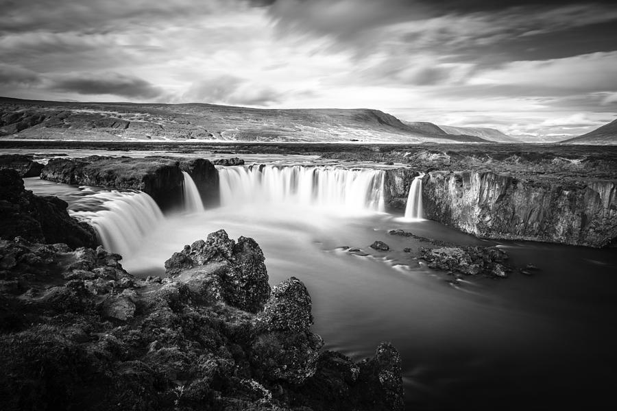 Godafoss waterfall BW Photograph by Alexey Stiop