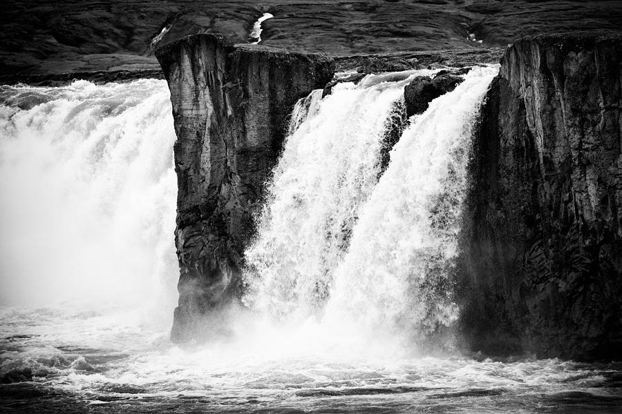 Godafoss waterfall Iceland black and white Photograph by Matthias Hauser