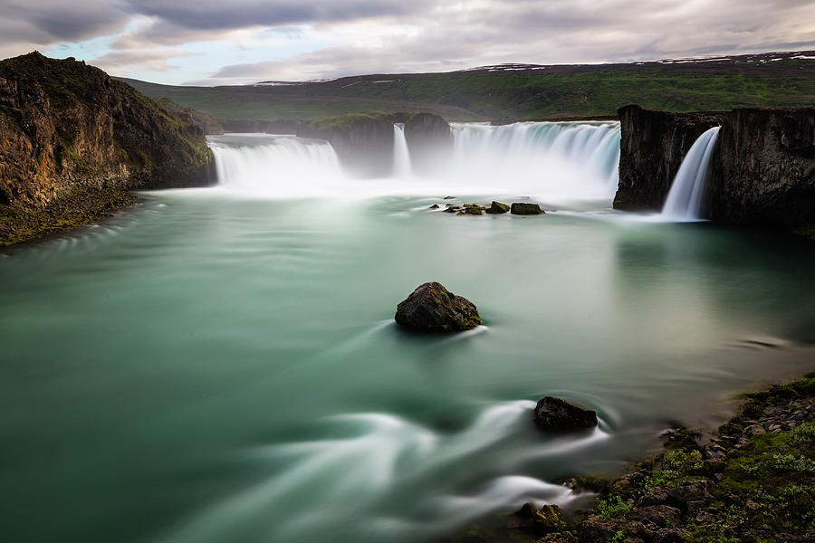 Godafoss Waterfall Over River In Remote Photograph by Pixelchrome Inc