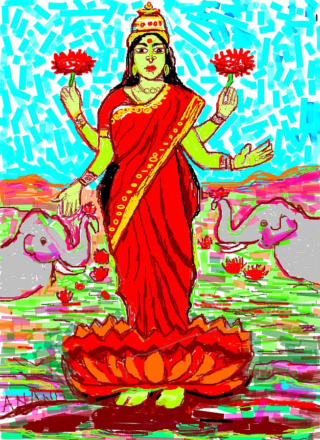 Goddess Lakshmi Digital Art by Anand Swaroop Manchiraju
