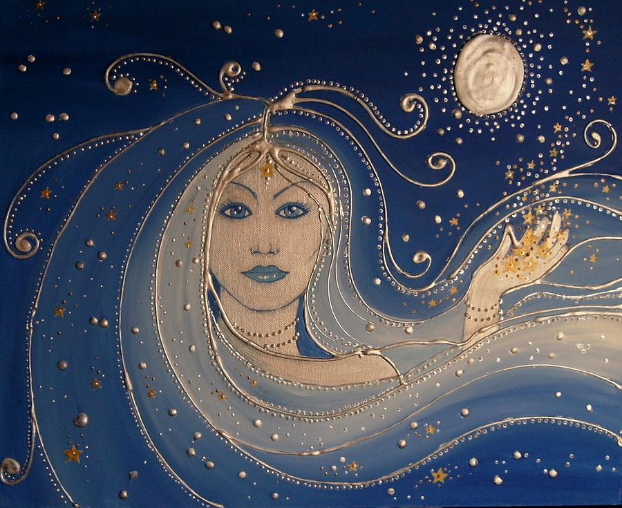 Goddess Painting - Goddess of night by Angie Livingstone