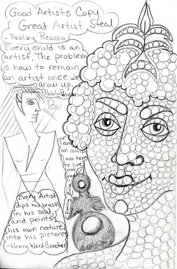 Goddess Sketch 14 Drawing by Suzan  Sommers