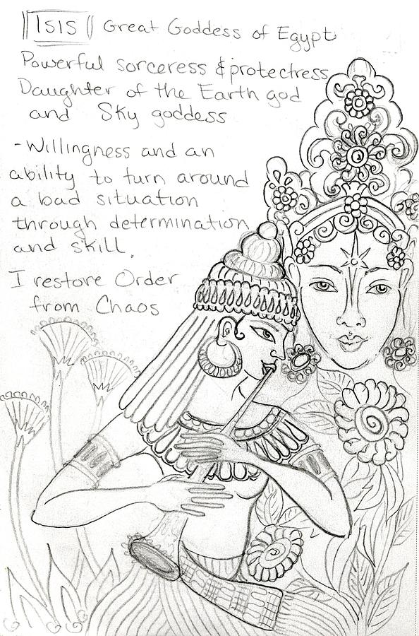 Goddess Sketch 16 Drawing by Suzan  Sommers