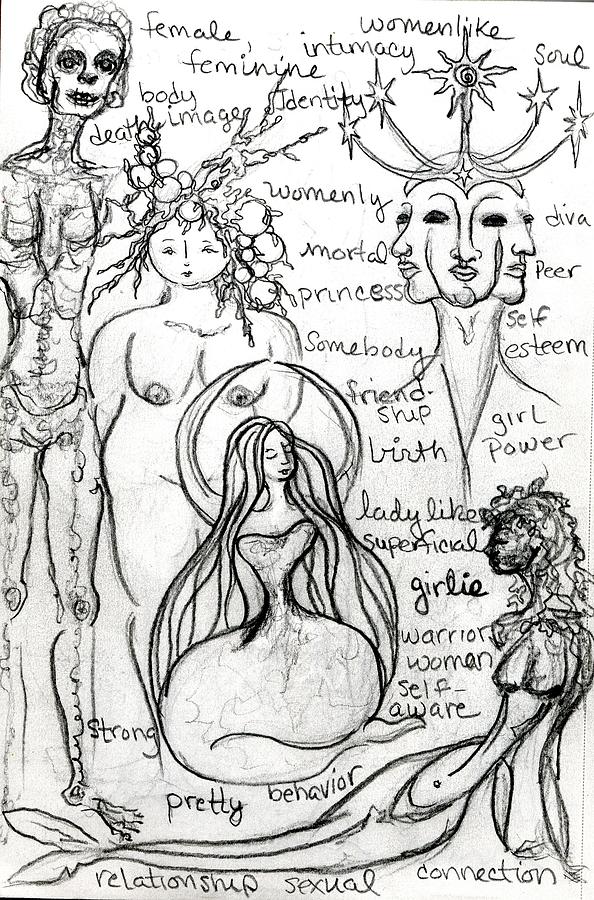 Goddess Sketch 2 Drawing by Suzan  Sommers