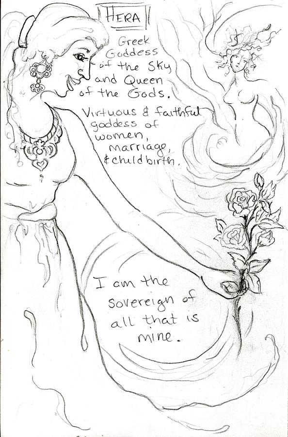 Goddess Sketch 22 Drawing by Suzan  Sommers