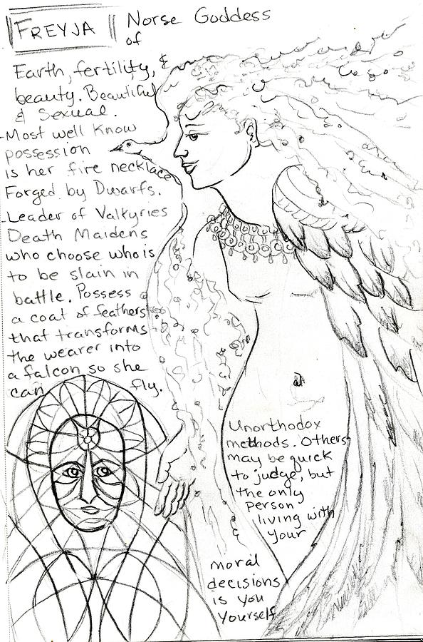 Goddess Sketch 23 Drawing by Suzan  Sommers