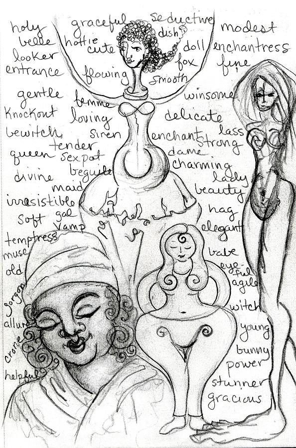 Goddess Sketch 3 Drawing by Suzan  Sommers