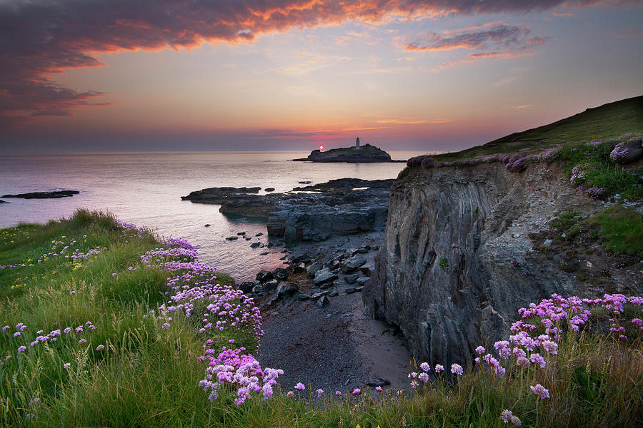 Godrevy Lighthouse At Sunset Photograph by Ben Ivory