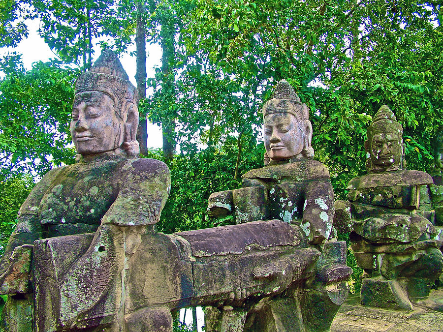 Gods Holding a Seven-headed Serpent/naga on Naga Bridge to Angkor Wat-Cambodia Photograph by Ruth Hager