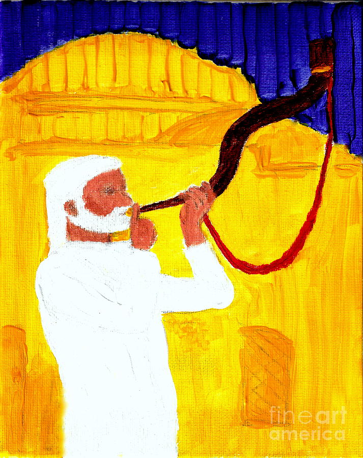 Salem Painting - Gods Shofar Blast Is Calling ISRAEL AND JUDAH  Keep the Sabbath Holy Build the Jerusalem Temple 1 by Richard W Linford