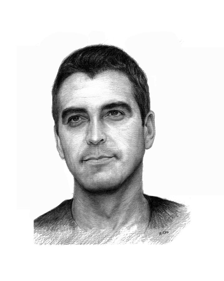 Goerge Clooney Drawing By Lou Ortiz - Fine Art America