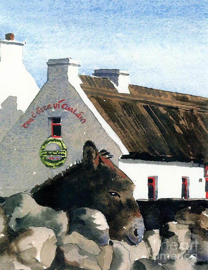 GALWAY ROSSAVEAL Going for a Pint ? Painting by Val Byrne