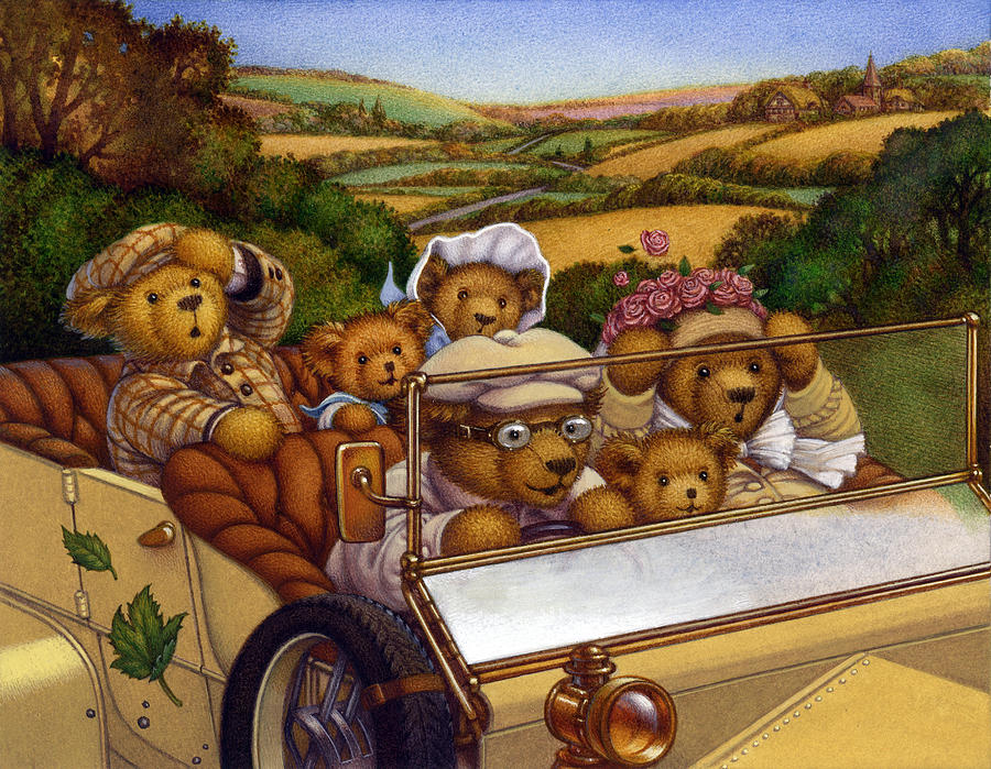Bear Painting - Going For A Spin by Carol Lawson